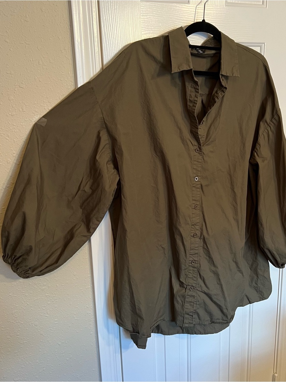 Boohoo Olive Green Lightweight Button-Front Shirt Dress